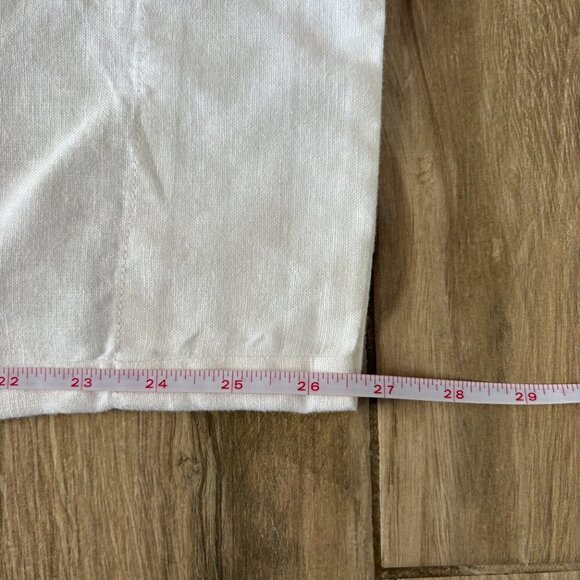 Athleta Linen Ankle Pants Women's 8 White Beach Summer Flowy Casual Lightweight - Picture 12 of 12